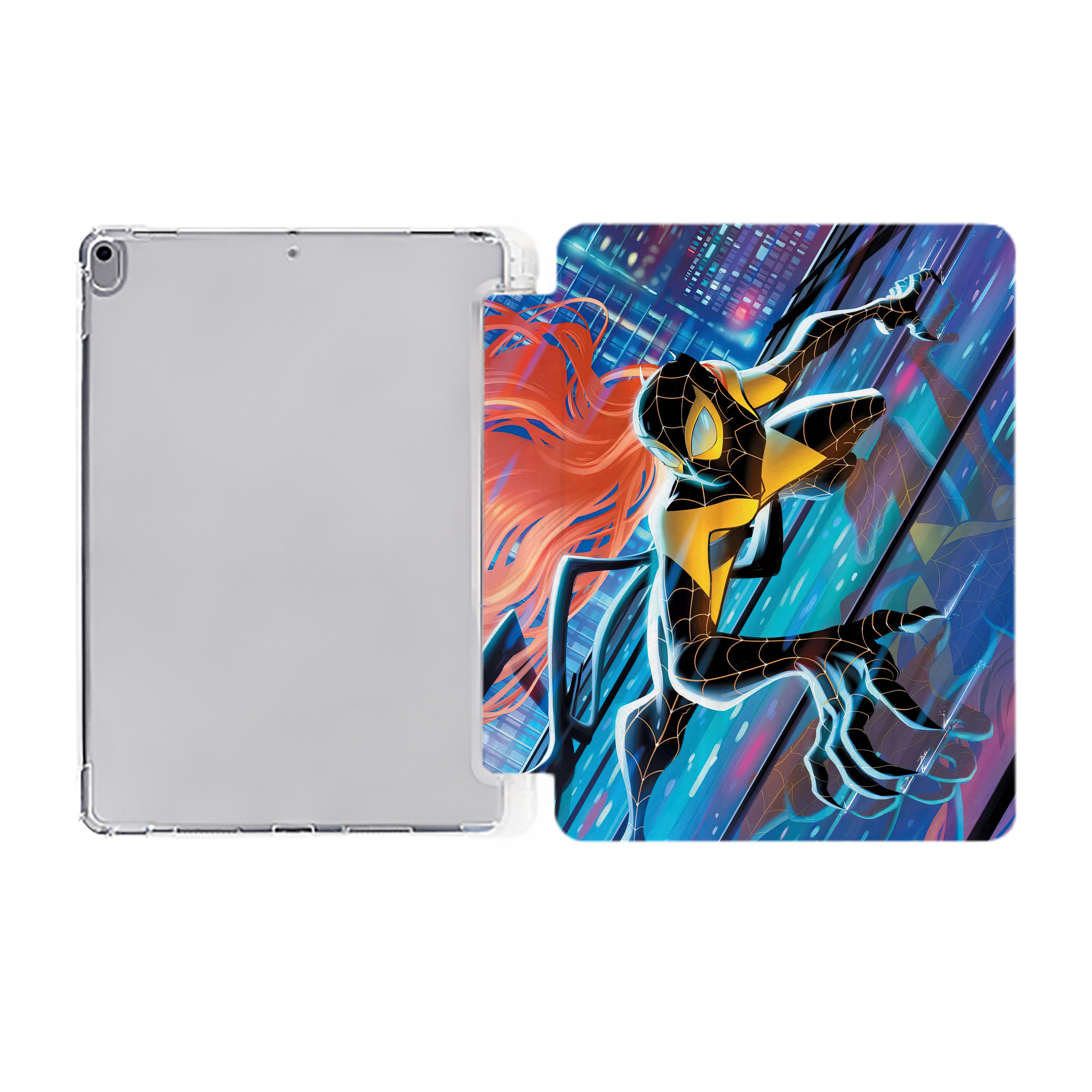 （画像用） Spider Man スパイダーマン IPad ケース ペン収納付き 三つ折りスタンド PUレザー×シリコン 対応機種9.5/10.5/10.9インチ